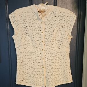 Elegant Cream Lace Women's Top